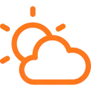 Icono de nube con sol que representa bienestar